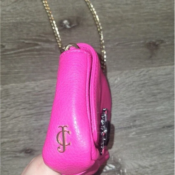 Juicy Couture Leather Pink Mini Chain Link Crossbody Bag - Picture 3 of 8